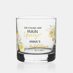 Vaso De Whiskey Torta Principal Elegante Limón Floral Ducha de Nov