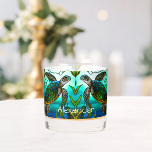 Vaso De Whiskey Tortuga tropical costera Verde azulada verde azul