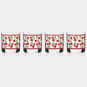 Vaso De Whiskey Trama de cerezas rojas por todas partes