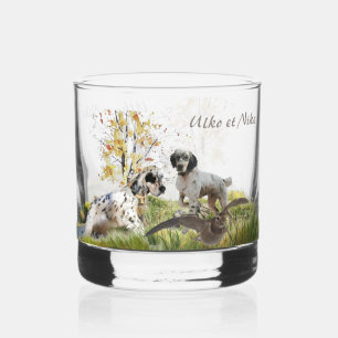 Vaso De Whiskey Tri Color English Setters Art, caza de leña