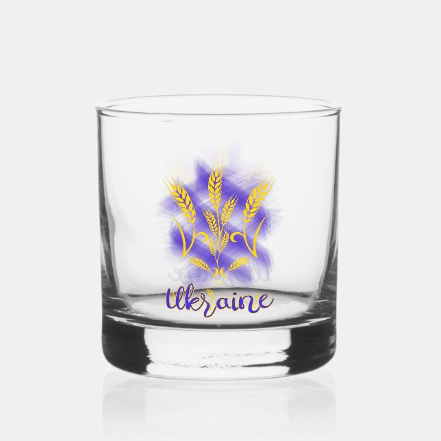Vaso De Whiskey tridente ucraniano hecho de espiga de trigo (Anverso)