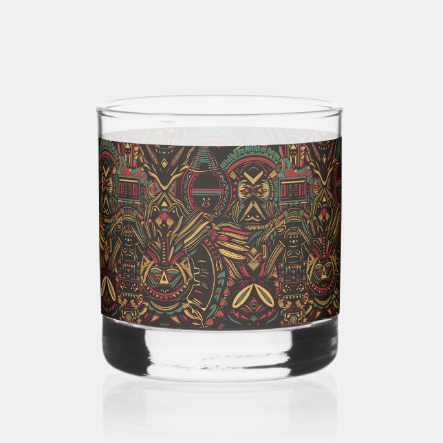 Vaso De Whiskey Tumbler de vidrio "Interlock cósmico" azul etéreo  (Anverso)