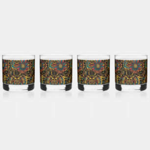 Vaso De Whiskey Tumblers de bebida tradicional cian "azteca Dream"