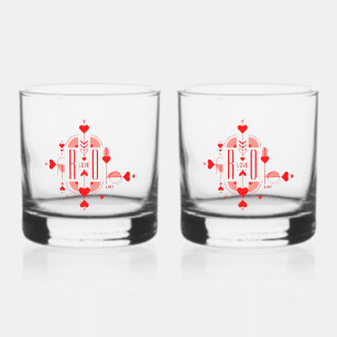Vaso De Whiskey Un diseño de monograma inicial moderno y romántico
