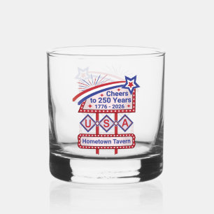 Vaso De Whiskey USA 250 personalizado - Marquee retro patriótico