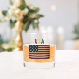 Vaso De Whiskey USA American Retro Flag