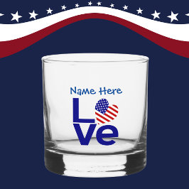 Vaso De Whiskey USA AMOR Azul Personalizado