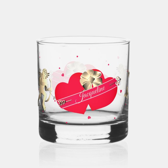 Vaso De Whiskey Valentine's Cupid & Hearts  (Reverso )