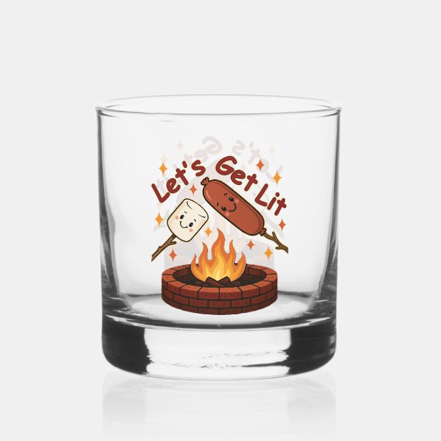 Vaso De Whiskey Vamos a conseguir Firepit - malvavisco y perro cal (Anverso)
