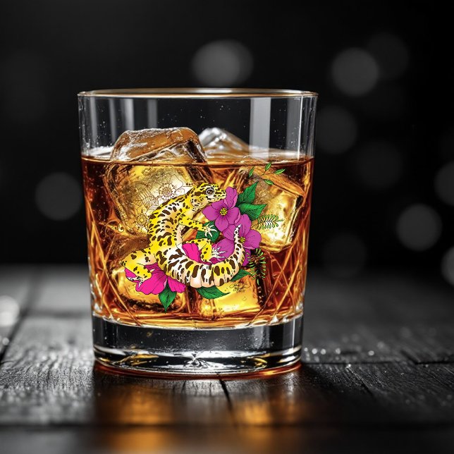 Vaso De Whiskey Verde Gecko Amarillo Leopardo (Subido por el creador)