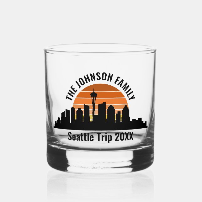 Vaso De Whiskey Viaje familiar de Personalizado Sunset Skyline de  (Anverso)