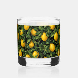 Vaso De Whiskey Vibrant Lemon Citrus Tree Pattern