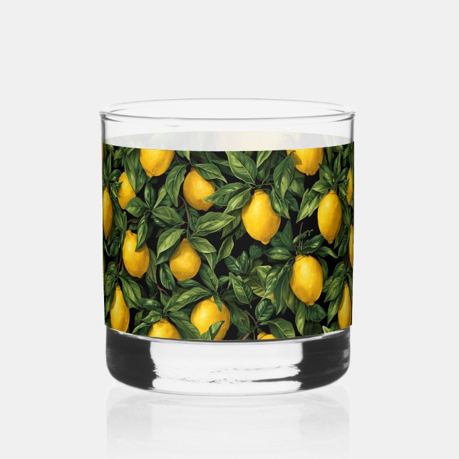 Vaso De Whiskey Vibrant Lemon Citrus Tree Pattern (Anverso)