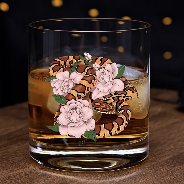 Vaso De Whiskey Vibrante serpiente de maíz Flores de peonía rosada (Subido por el creador)
