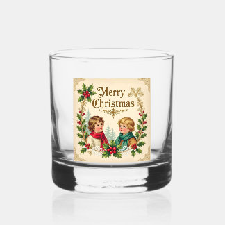 Vaso De Whiskey Victorian children Merry Christmas vintage