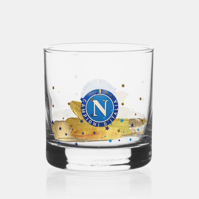 Vaso De Whiskey Vidrio Bicchiere Scudetto Napoli (Anverso)
