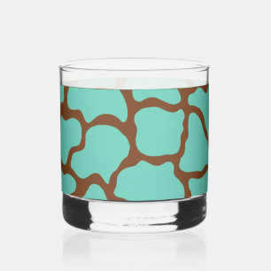 Vaso De Whiskey Vidrio con patrón turquesa retro