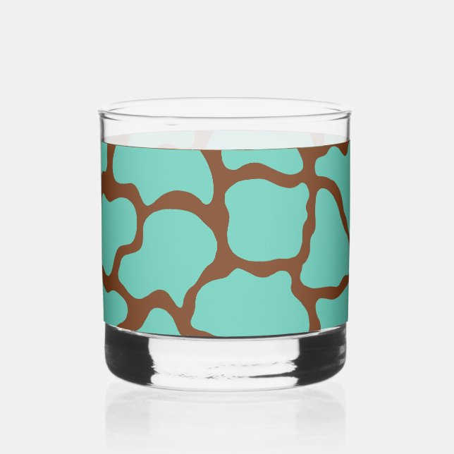 Vaso De Whiskey Vidrio con patrón turquesa retro (Anverso)
