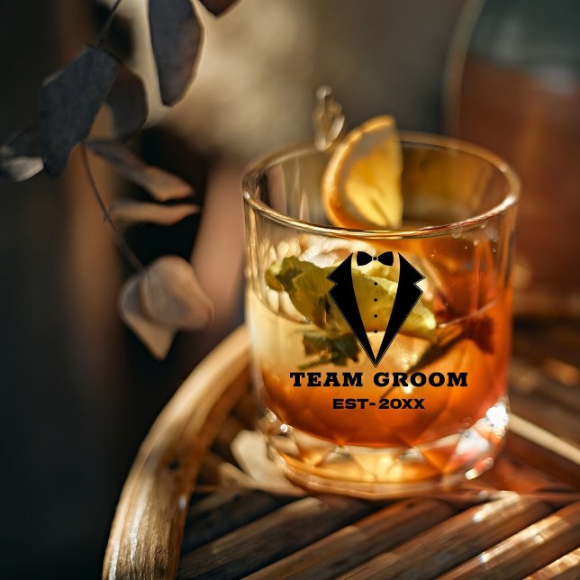 Vaso De Whiskey Vidrio de propuesta de Groomsmen, Team Groom perso (Subido por el creador)