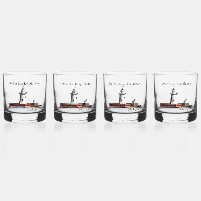 Vaso De Whiskey Vidrio del faro de Harbour Beach (Anverso)