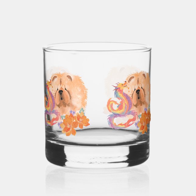 Vaso De Whiskey Vidrio DRAGON TALES Chow ROCKS (Anverso)
