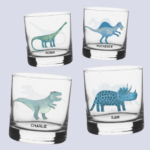 Vaso De Whiskey Vidrio personalizado de dinosaurio divertido