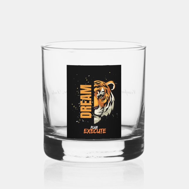 Vaso De Whiskey "Vidrio sinuoso Personalizado - Cabeza de tigre y  (Anverso)