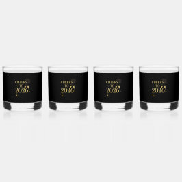 Vaso De Whiskey Vidrio Whiskey de Año Nuevo 2026 - Elegante negro 