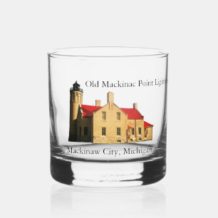 Vaso De Whiskey Viejo vidrio del faro del punto Mackinac