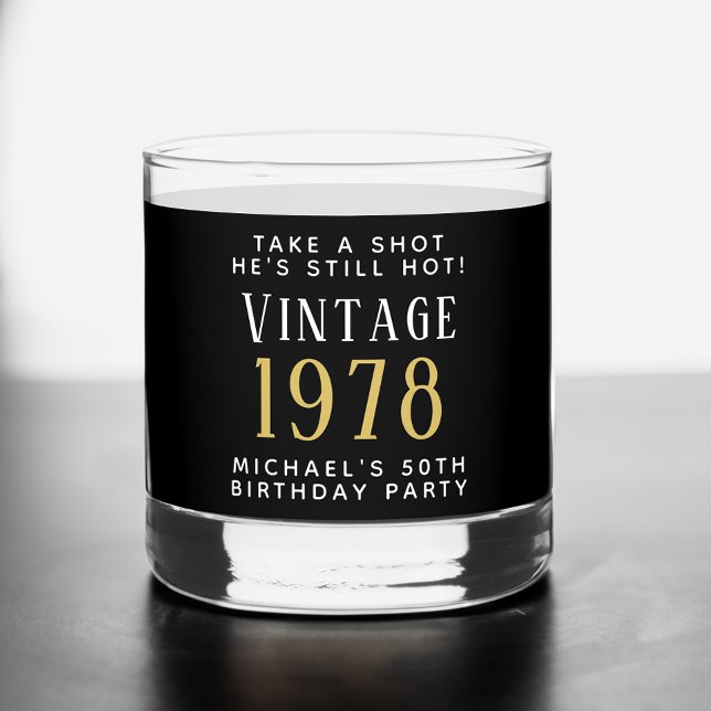 Vaso De Whiskey Vintage 50th Birthday Party Black (Subido por el creador)
