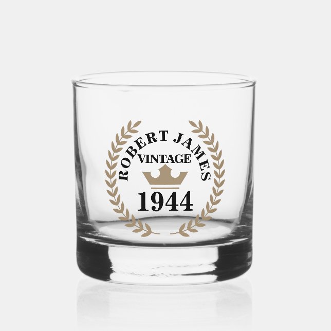 Vaso De Whiskey Vintage Cualquier Cumpleaños (Anverso)