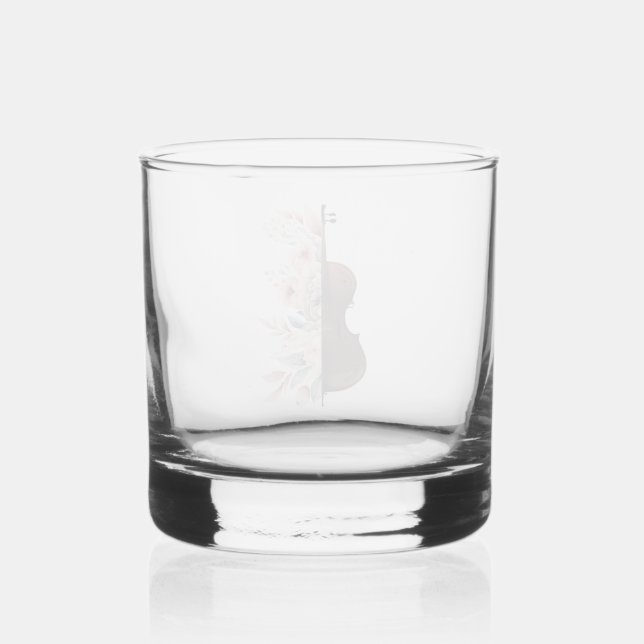 Vaso De Whiskey Violín con flores. (Anverso)