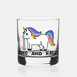 Vaso De Whiskey Vómito y Rally Rainbow Unicorn Rocks Vidrio Pixe