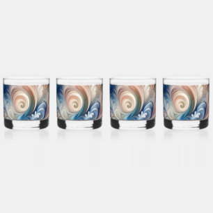 Vaso De Whiskey Watercolor Fantasía Patrón romántico floral