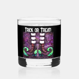 Vaso De Whiskey Whimsical Halloween Witch Boots Purple Green