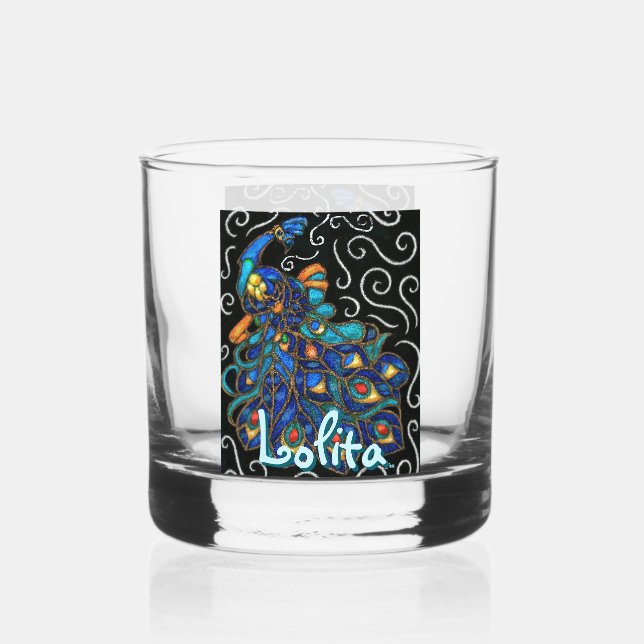 Vaso De Whiskey Whimsical Peacock Chalk Pastel Bird Personalizado (Anverso)
