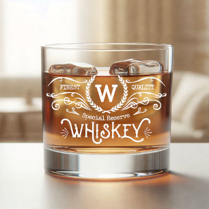 Vaso De Whiskey Whiskey Personalizado Monograma Vintage Aspecto Bl