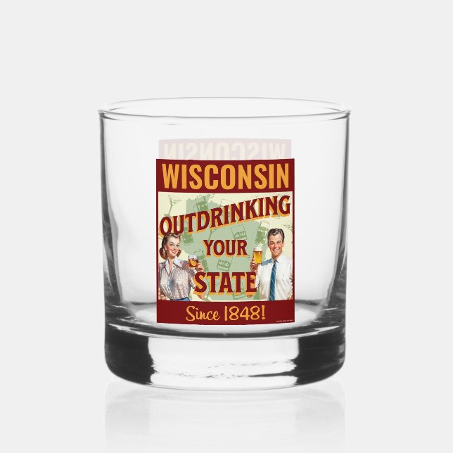 Vaso De Whiskey Wisconsin Sobrebebiendo De Su Estado Desde 1848 (Anverso)