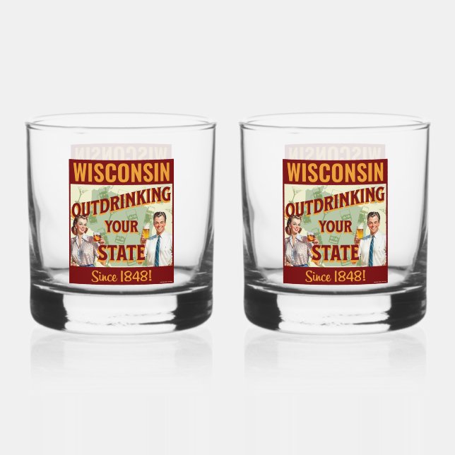 Vaso De Whiskey Wisconsin Sobrebebiendo De Su Estado Desde 1848 (Anverso)