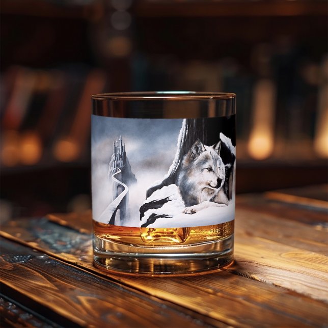 Vaso De Whiskey Wolf Winter Castle Fantasy (Subido por el creador)