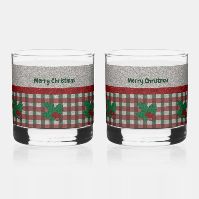 Vaso De Whiskey Xmas Gingham de los años 1940 - Conjunto Personali (Anverso)