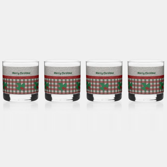 Vaso De Whiskey Xmas Gingham de los años 1940 - Conjunto personali (Anverso)