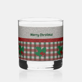 Vaso De Whiskey Xmas Gingham de los años 1940 - Personalizado