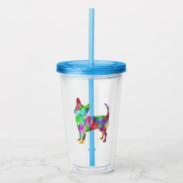 Vaso del acrílico de la chihuahua del multicolor