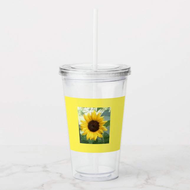 Vaso del plástico del girasol del verano (Anverso)