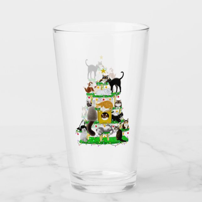 Vaso del vidrio del árbol del gato del navidad (Anverso)