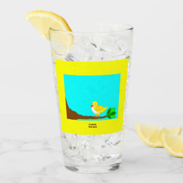 Vaso del vidrio del pájaro del amarillo de la