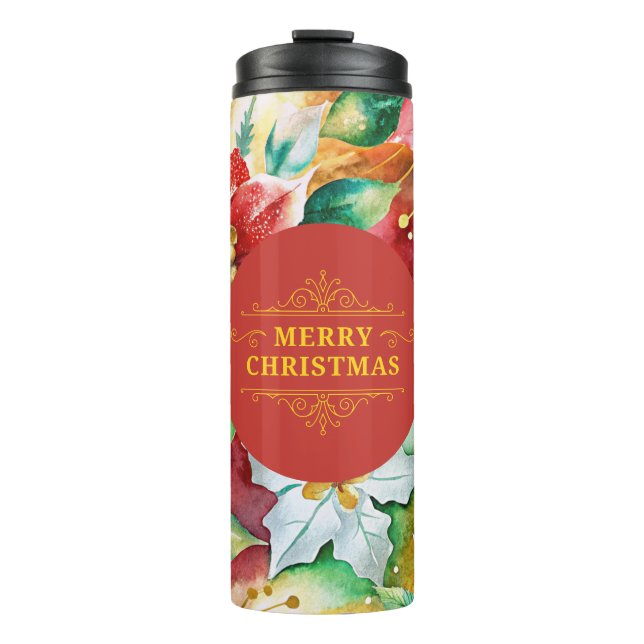 Vaso floral de Navidad elegante en rojo y dorado (Anverso)