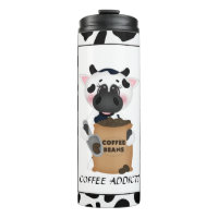Vaso lindo de la vaca del adicto al café