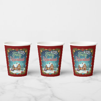 Vaso navideño con diseño colorido y festivo